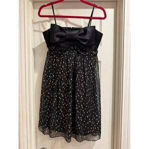 🎀 Betsey Johnson Black Silk Bow Dress – Size 8 🎀